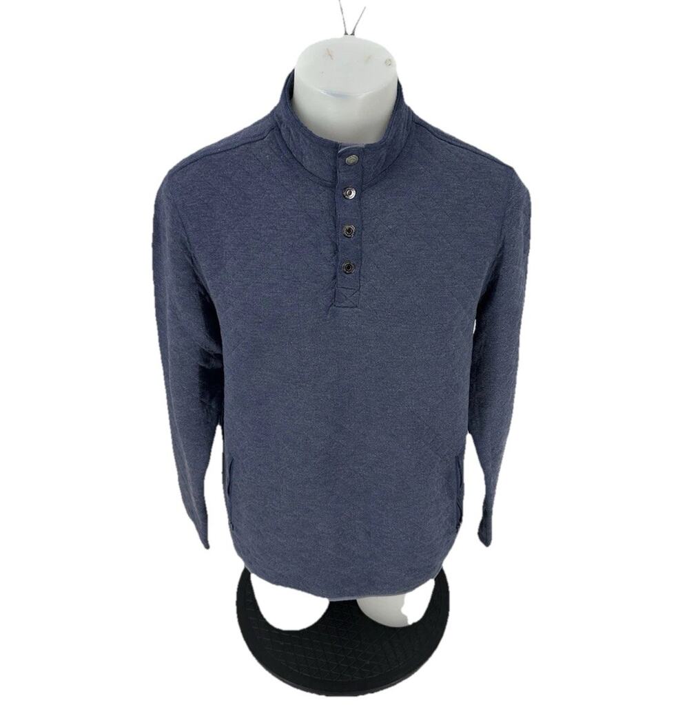 Telluride Medium ? Men French Terry Pullover Sweatshirt 1/4 Snap Neck Blue 12-29